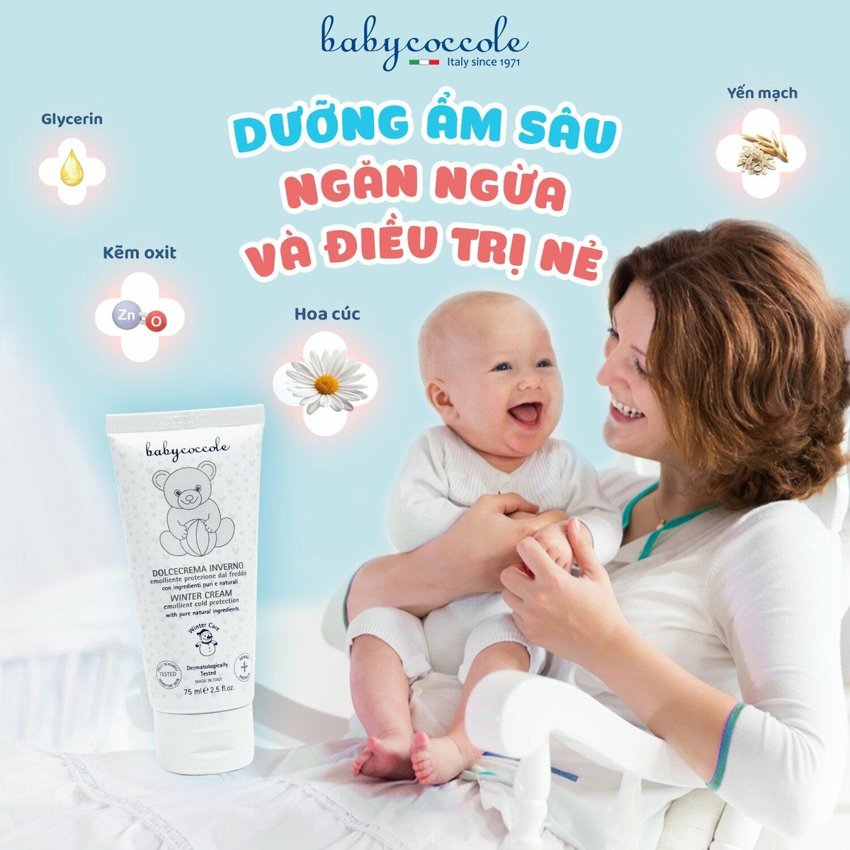 Kem nẻ và giữ ấm mùa đông Babycoccole 75g 0M+ - góc nghiêng