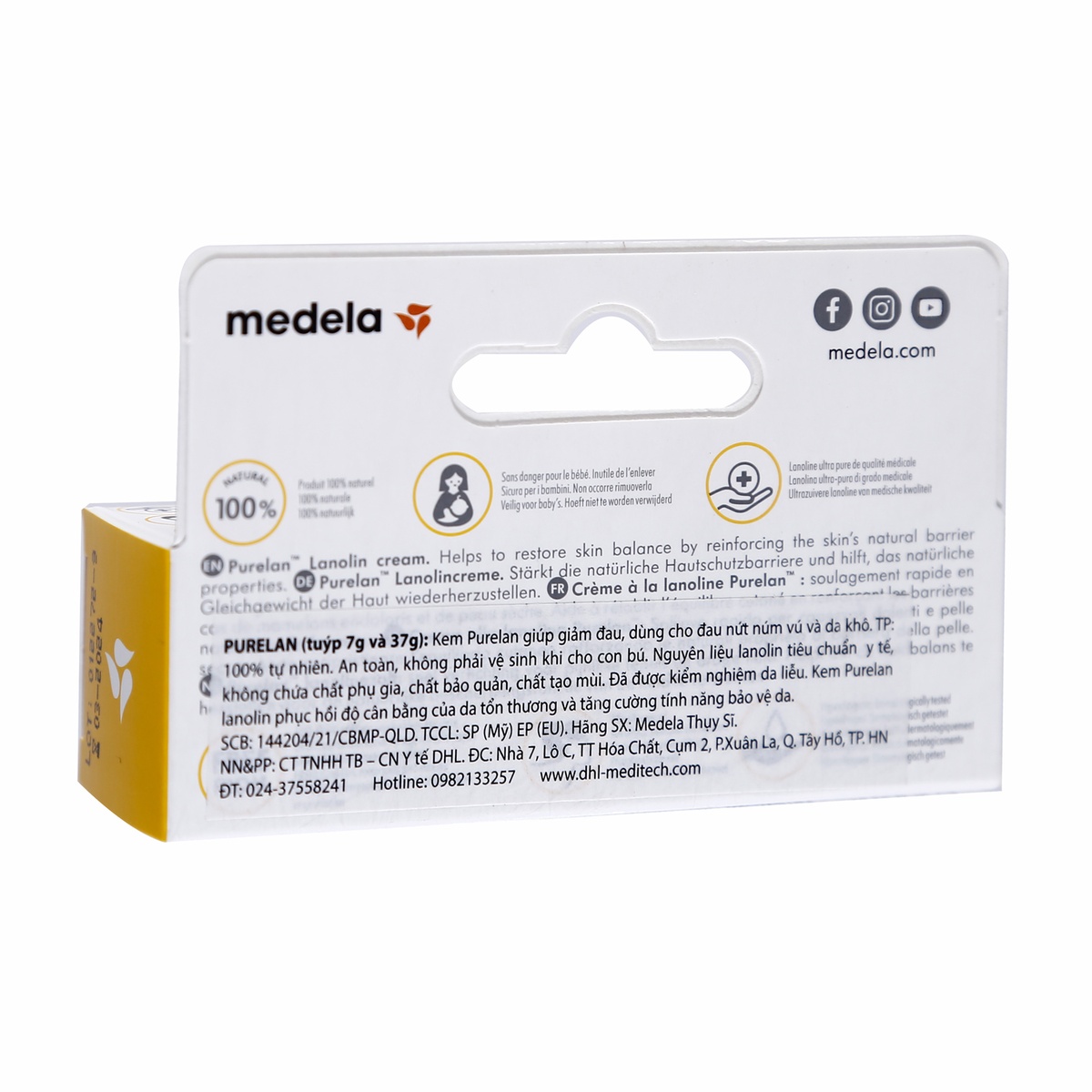 Kem trị nứt đầu ti và chống nẻ da trẻ em Medela 7gram - góc nghiêng