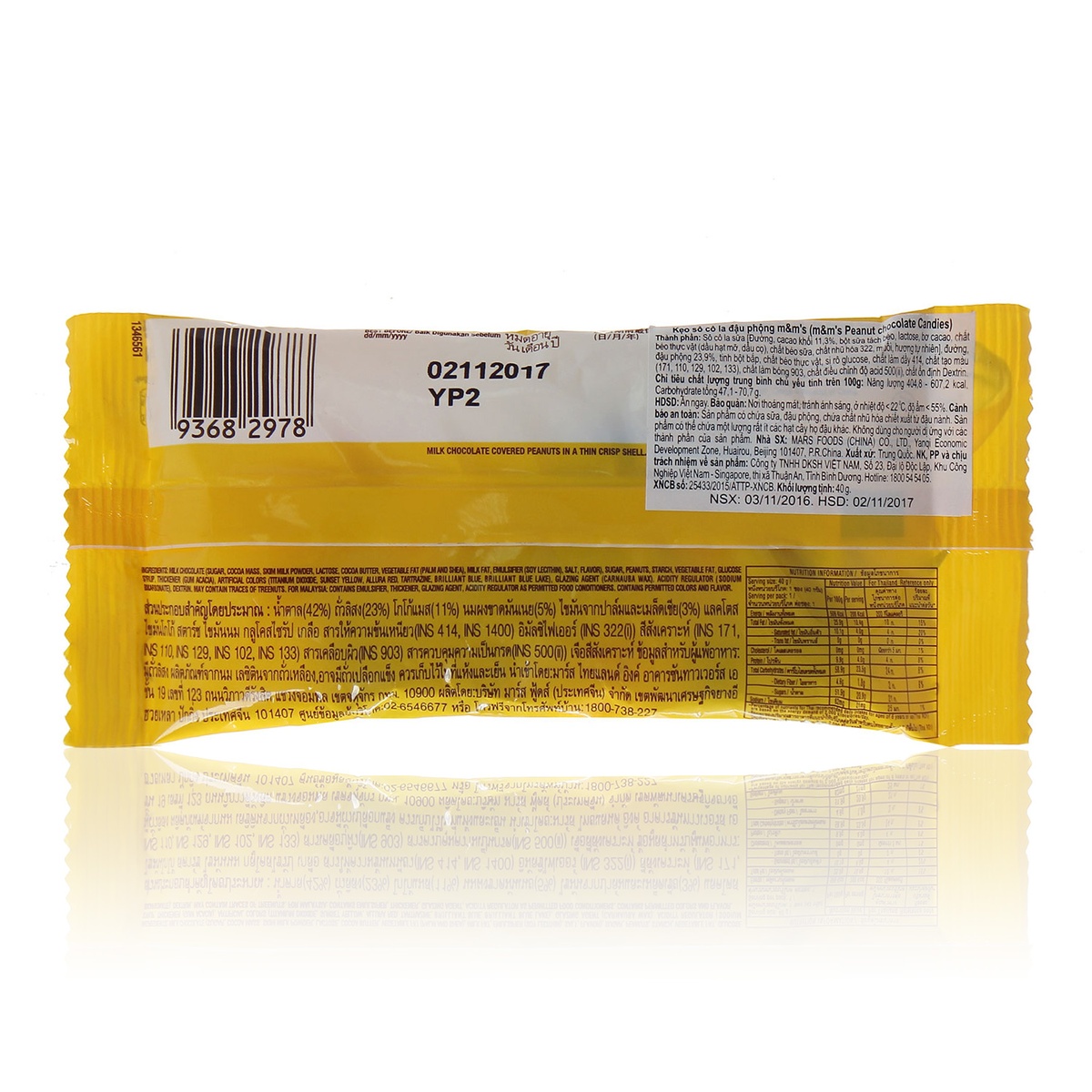 Kẹo Chocolate M&M's® Peanut Gói 40g - mặt trái