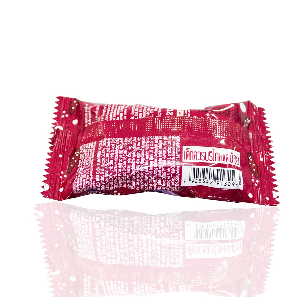 Kẹo dẻo cuộn Playmore vị Cola 21g cho bé 5Y+ - mặt sau