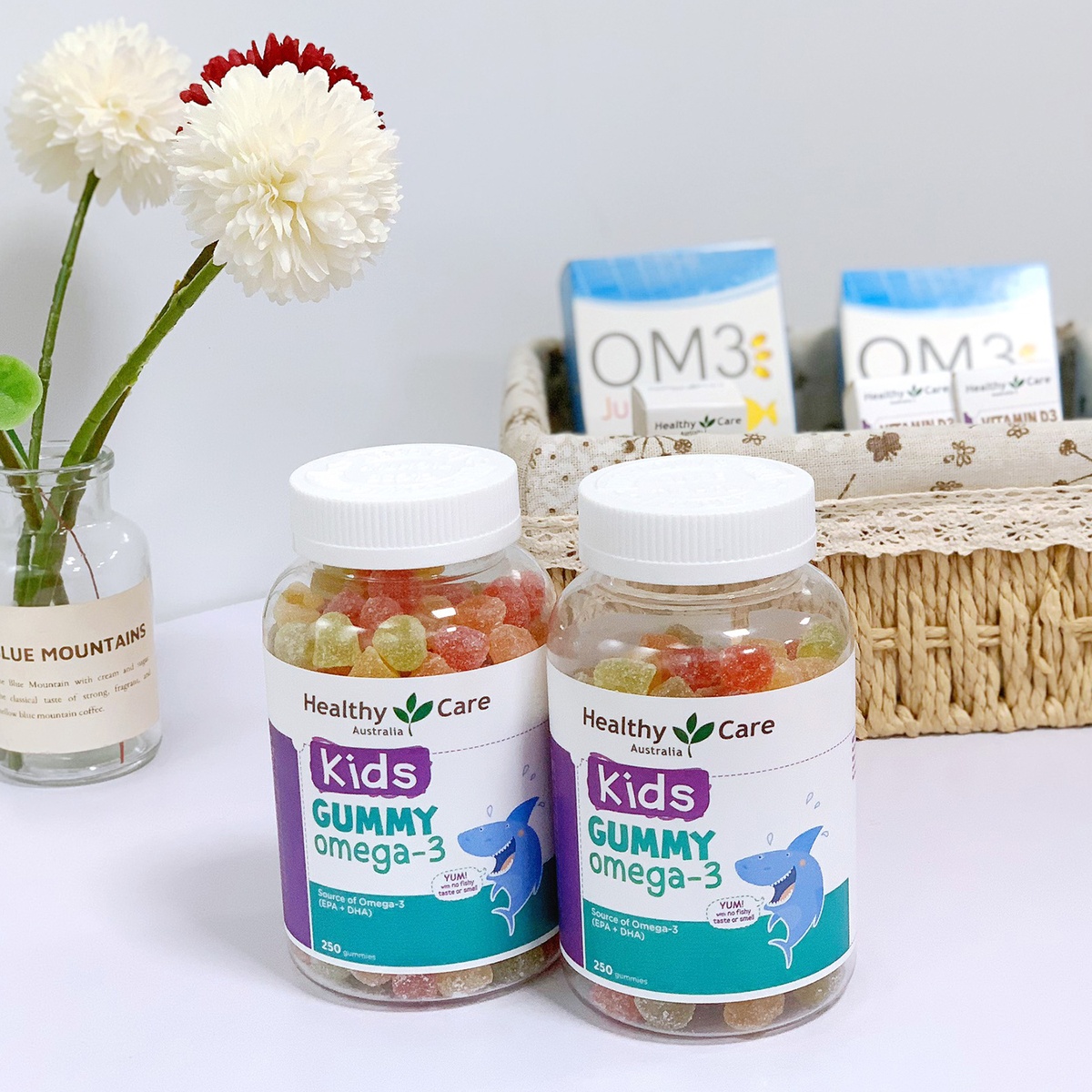 Kẹo dẻo Gummy Omega 3 Úc Healthy Care - 250 viên - góc nghiêng