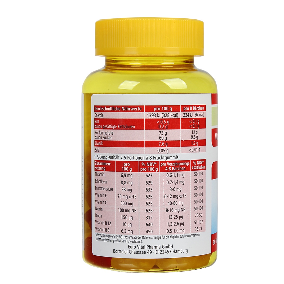Kẹo Heilusan Vitamin Gummibärchen (60 viên) - mặt sau