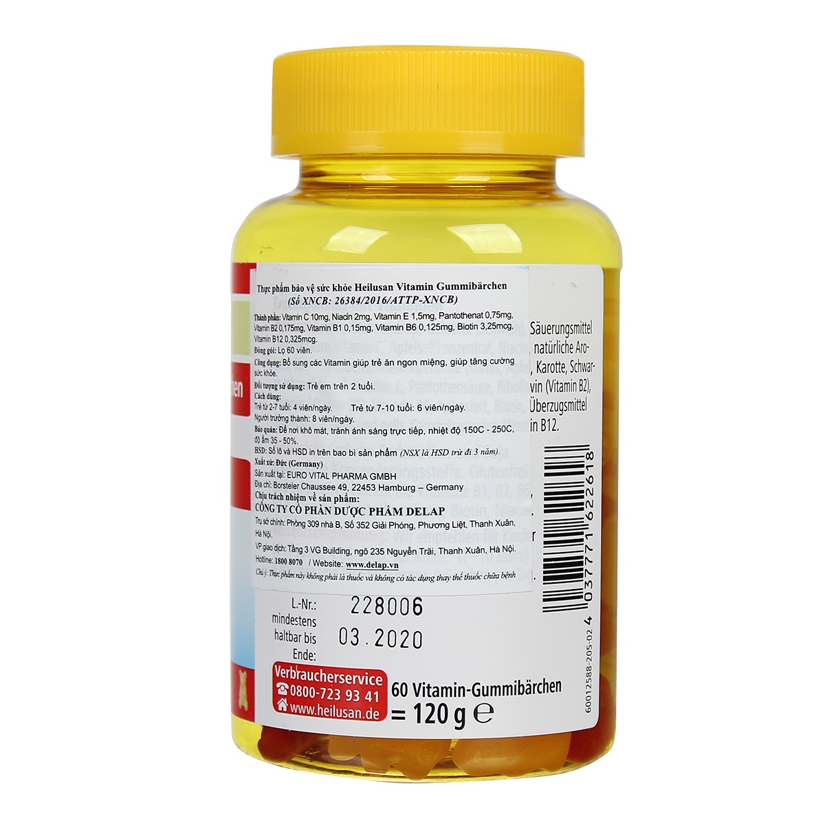 Kẹo Heilusan Vitamin Gummibärchen (60 viên) - mặt phải
