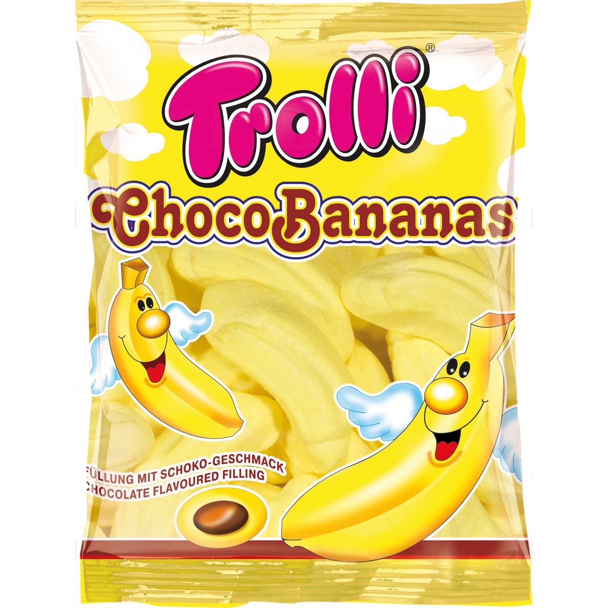 Kẹo dẻo Trolli Choco Bananas 150g cho bé 2Y+ - mặt trước