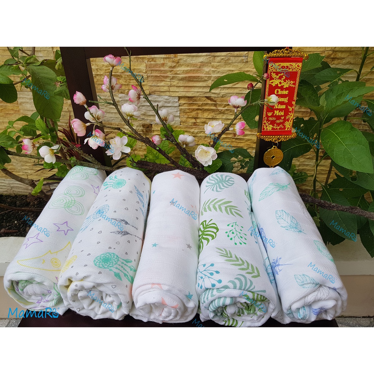 Khăn đa năng bamboo set 3 Mamaru - mặt sau