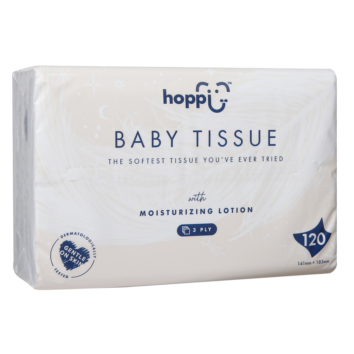 Khăn giấy Hoppi 3 lớp gói 120 tờ - mặt trái