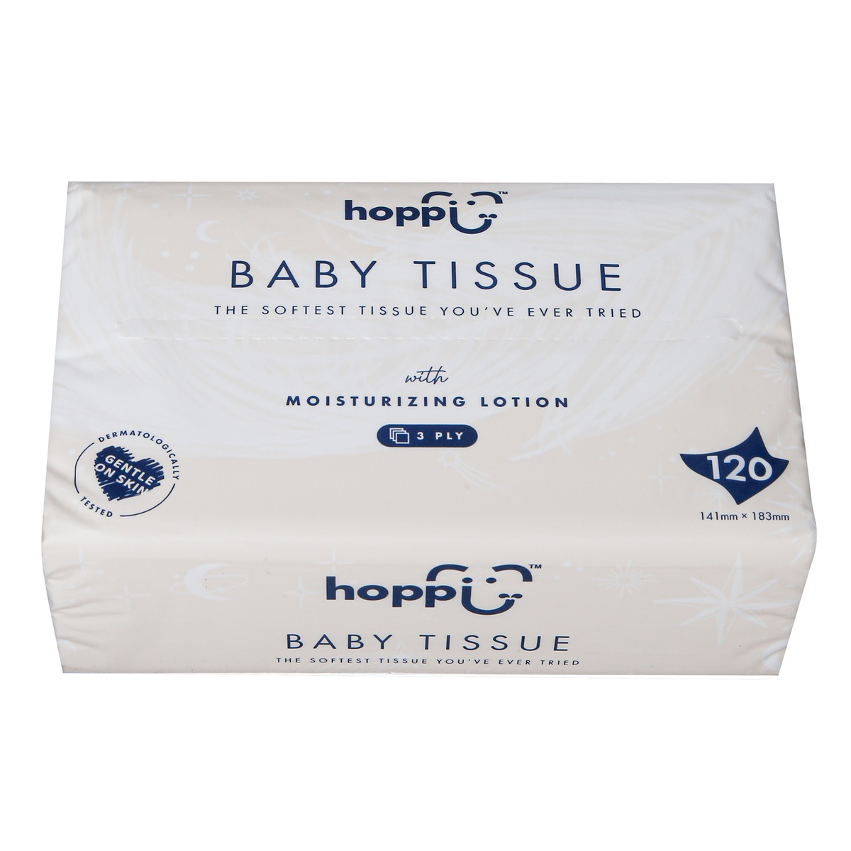Khăn giấy Hoppi 3 lớp gói 120 tờ - mặt sau