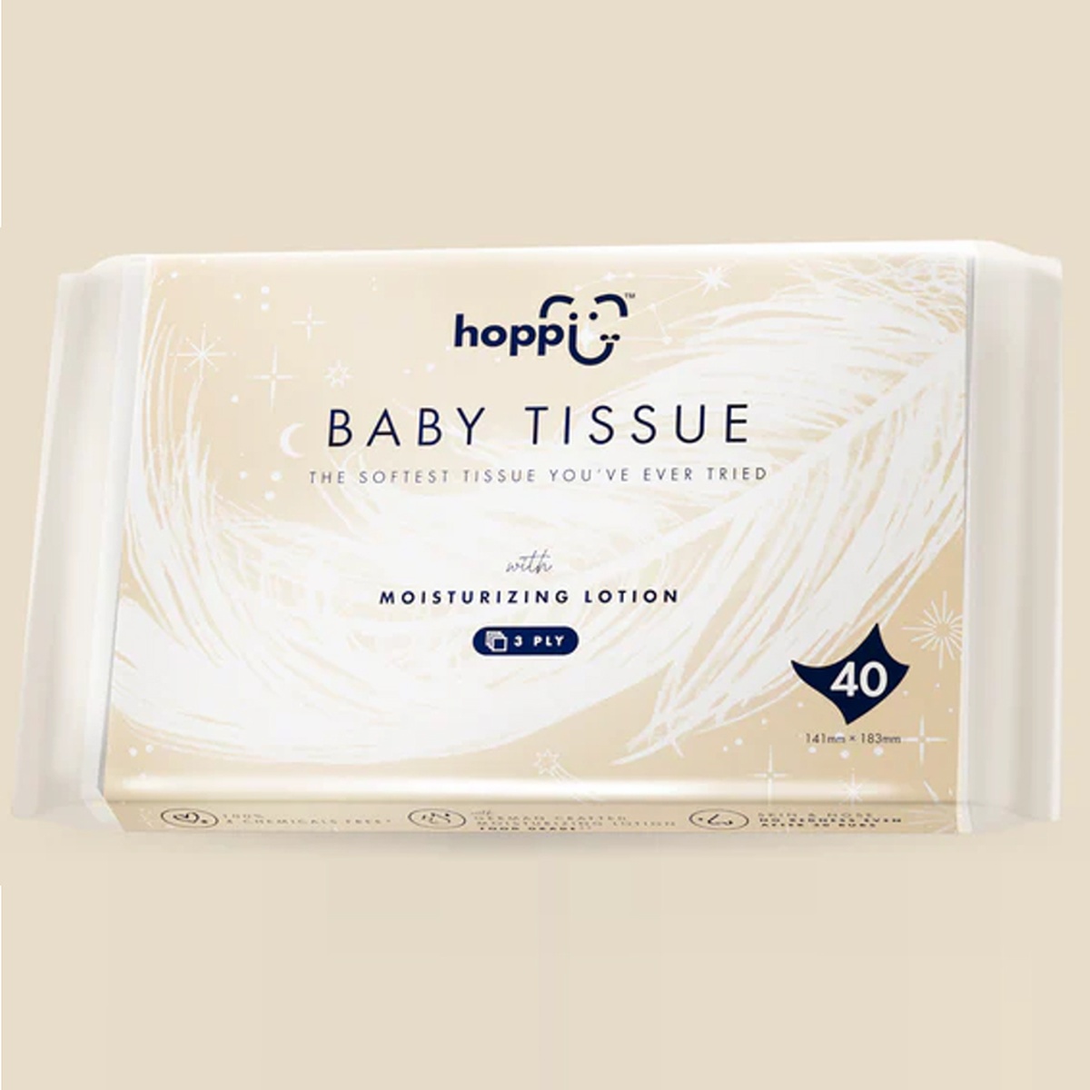 Khăn giấy Hoppi 3 lớp gói 40 tờ - mặt phải