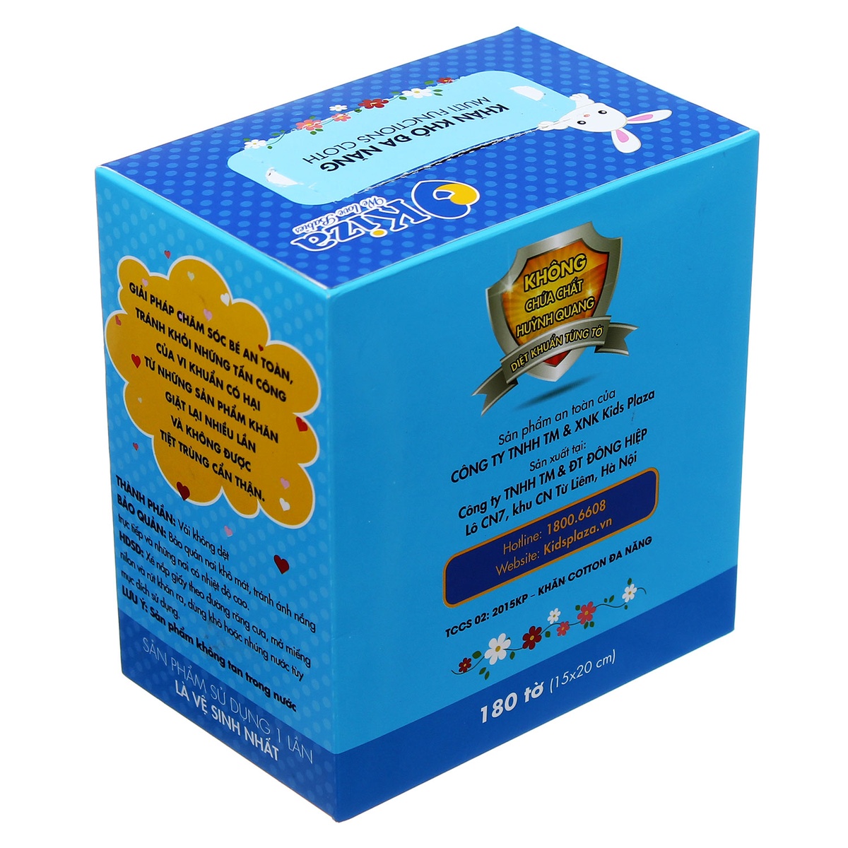 Khăn vải khô đa năng Kiza 180pcs - góc nghiêng