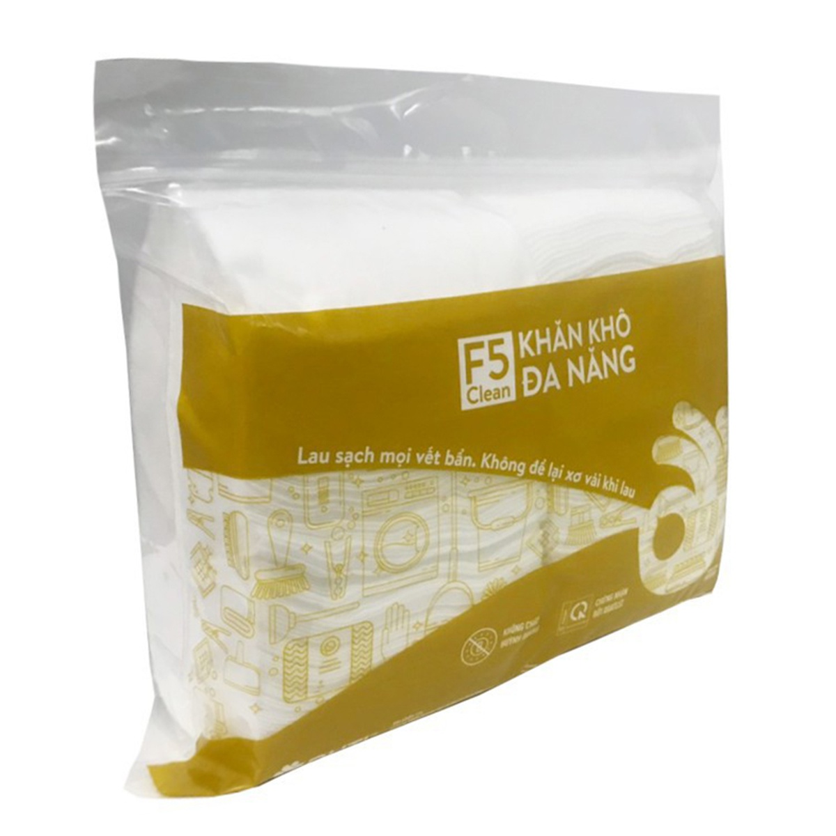 Khăn khô đa năng Clean túi zip 500g  - mặt trái
