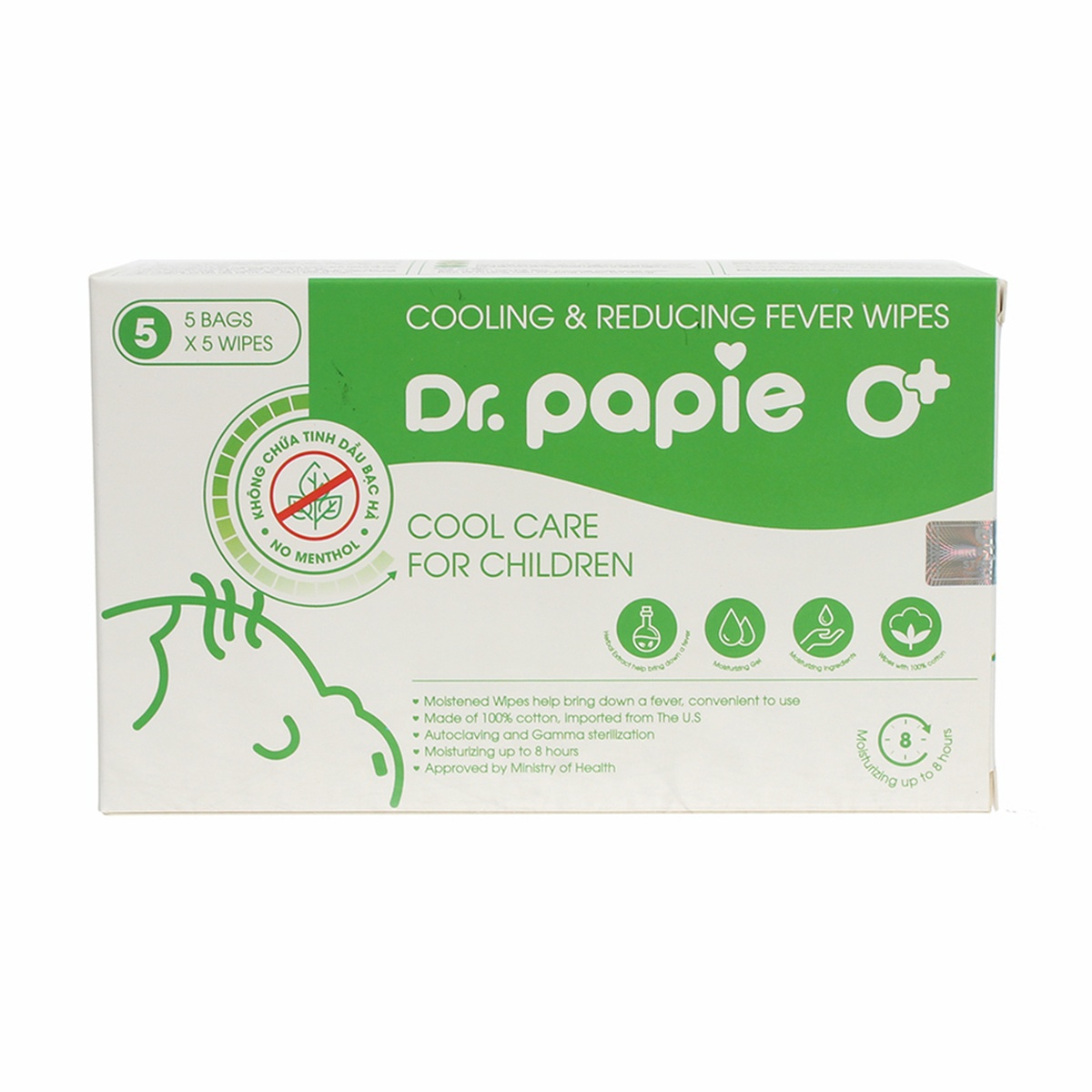 Khăn hạ sốt Dr Papie 0+ - mặt phải