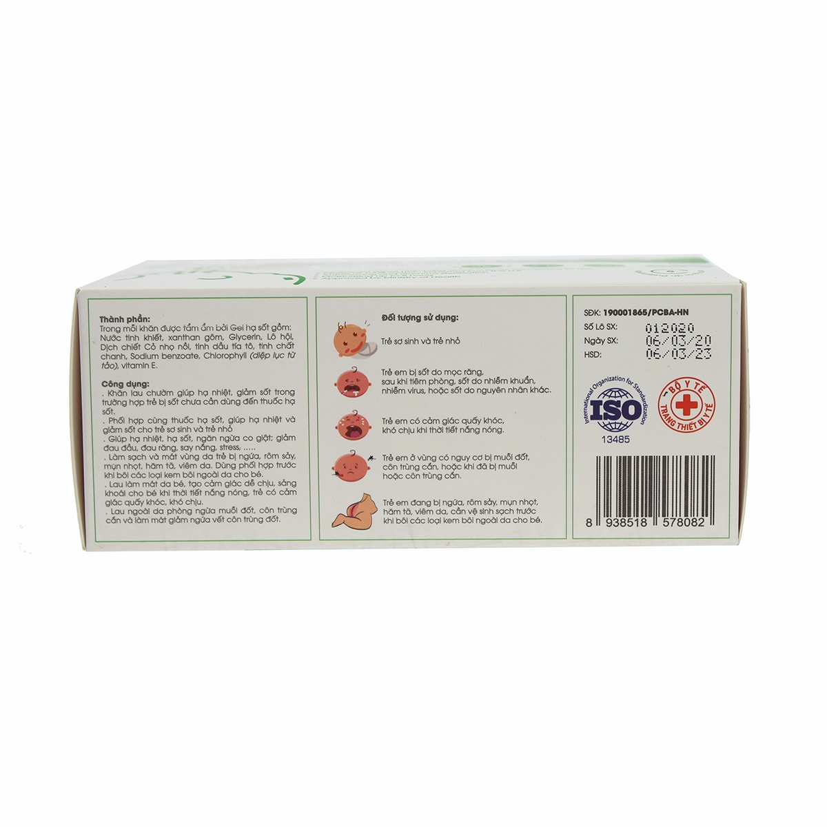 Khăn hạ sốt Dr Papie 0+ - góc nghiêng