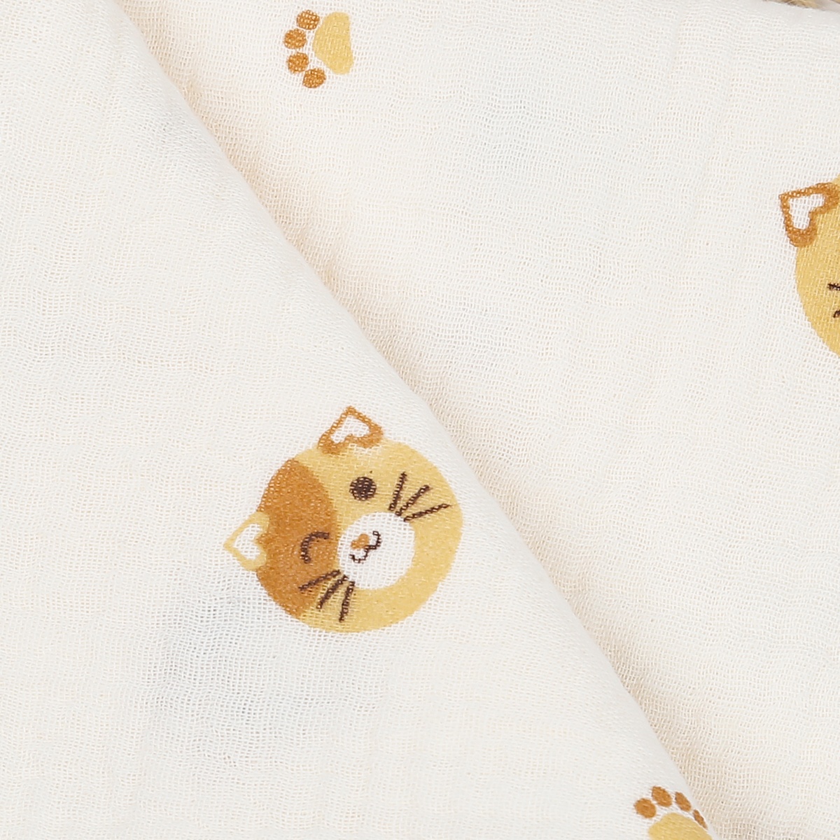 Khăn tắm KidsPlaza Muslin mèo PG23 - mặt phải