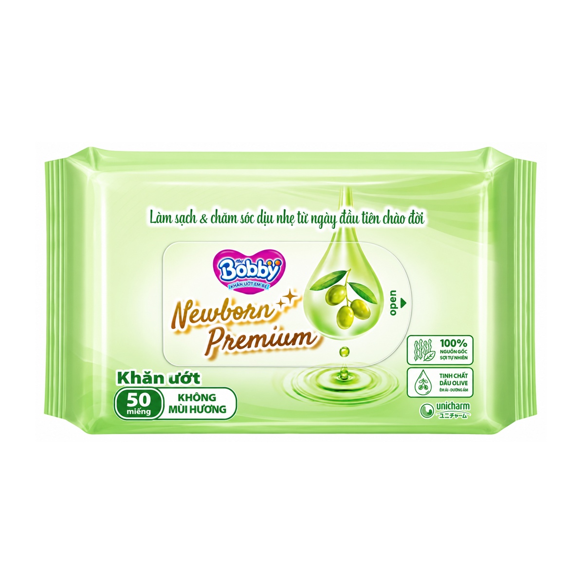 Khăn ướt Bobby 3*50pcs (Hàng khuyến mại không bán) - mặt trái