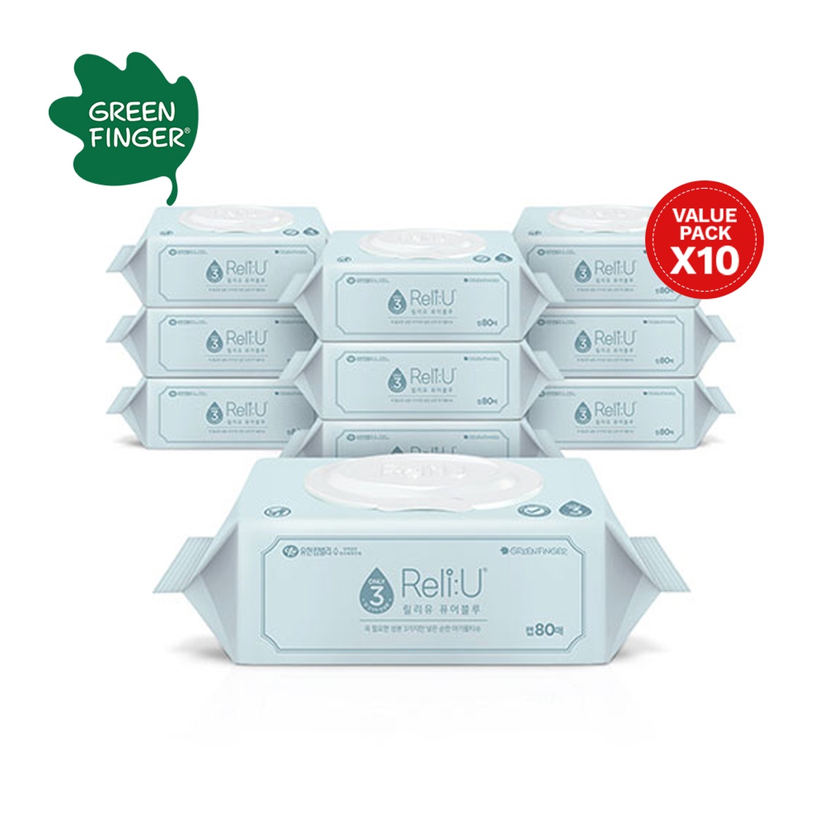 Khăn ướt Greenfinger 80pcs (Xanh da trời) - mặt trái