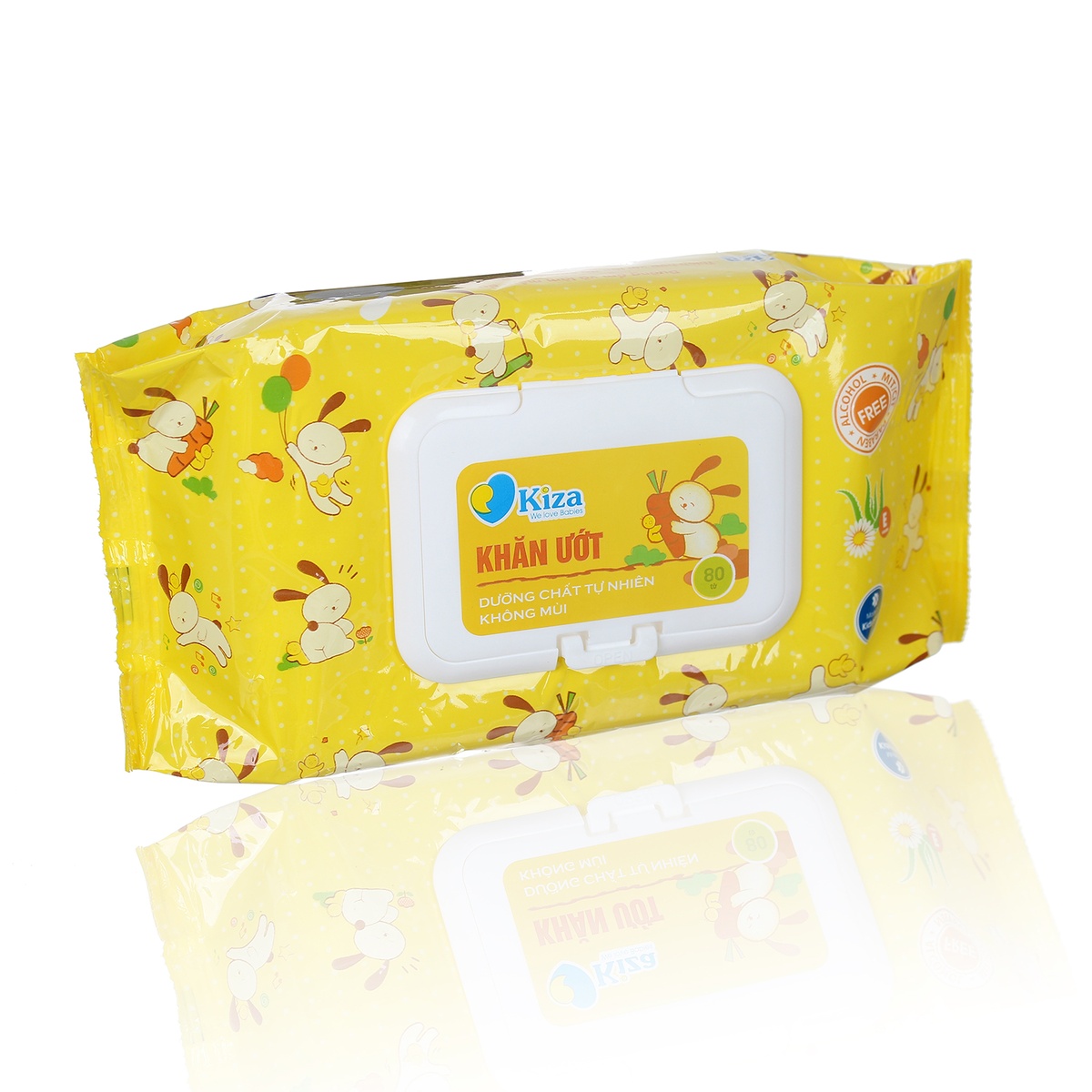 Khăn ướt Kiza 80 tờ có nắp - mặt phải