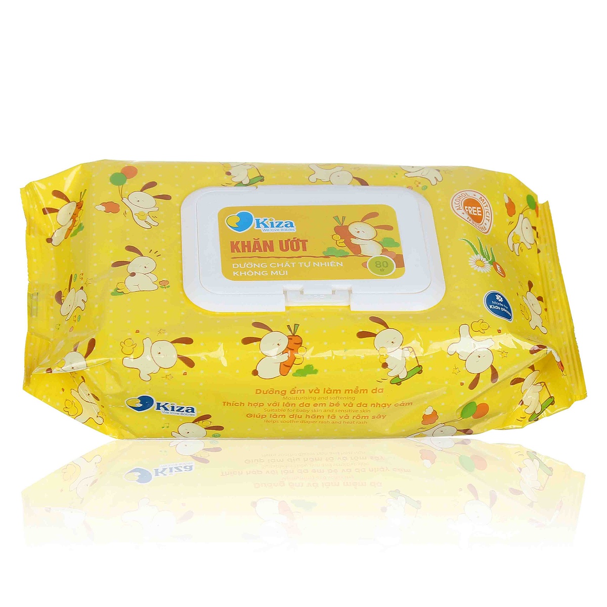 Khăn ướt Kiza 80 tờ có nắp - mặt trái