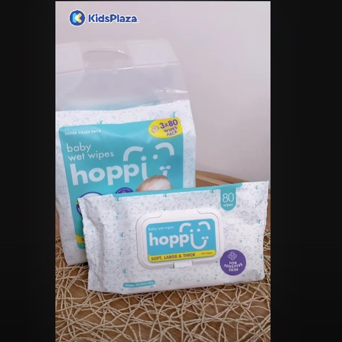 Khăn ướt tinh khiết Hoppi 80 tờ - video