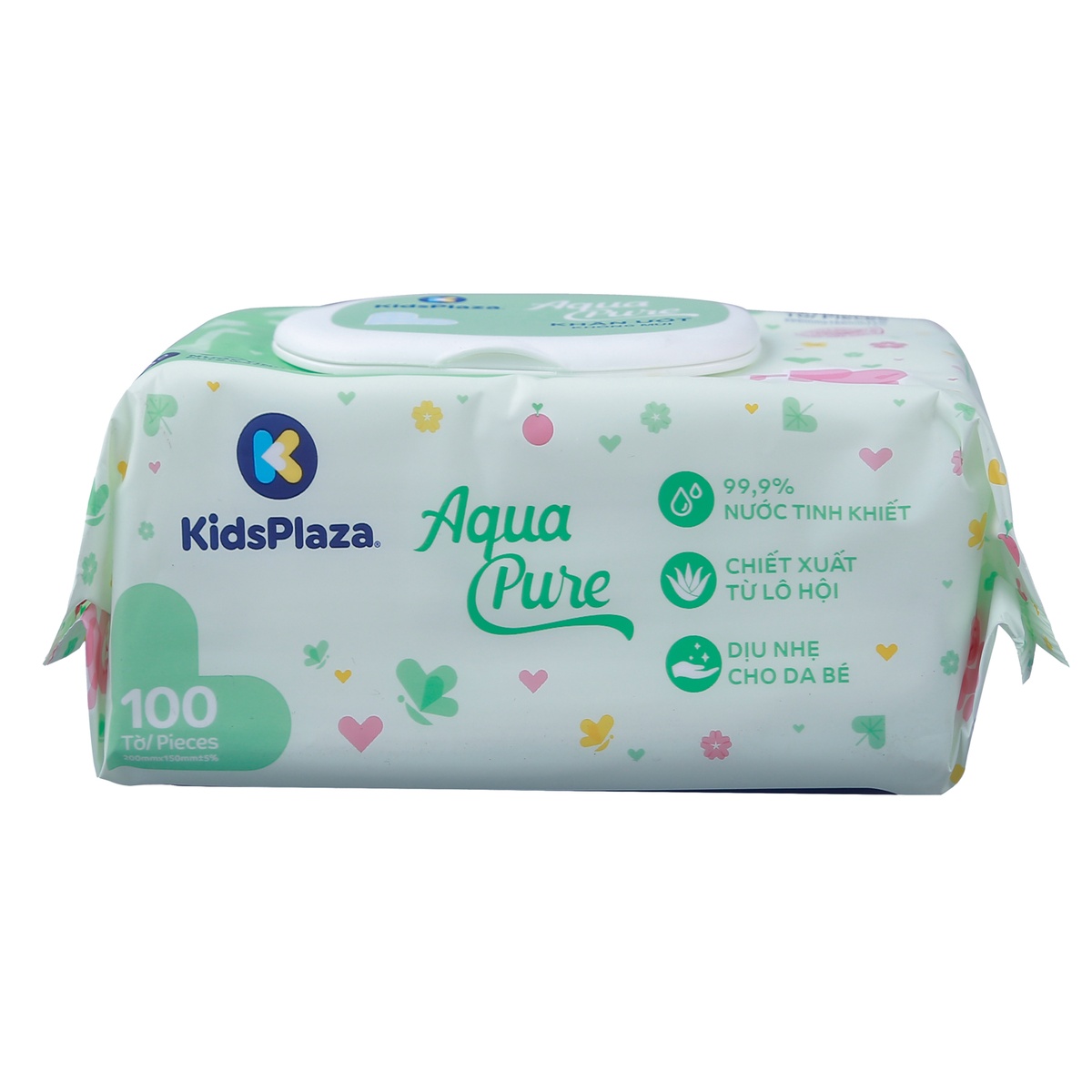 Khăn ướt tinh khiết KidsPlaza 100 tờ - góc nghiêng