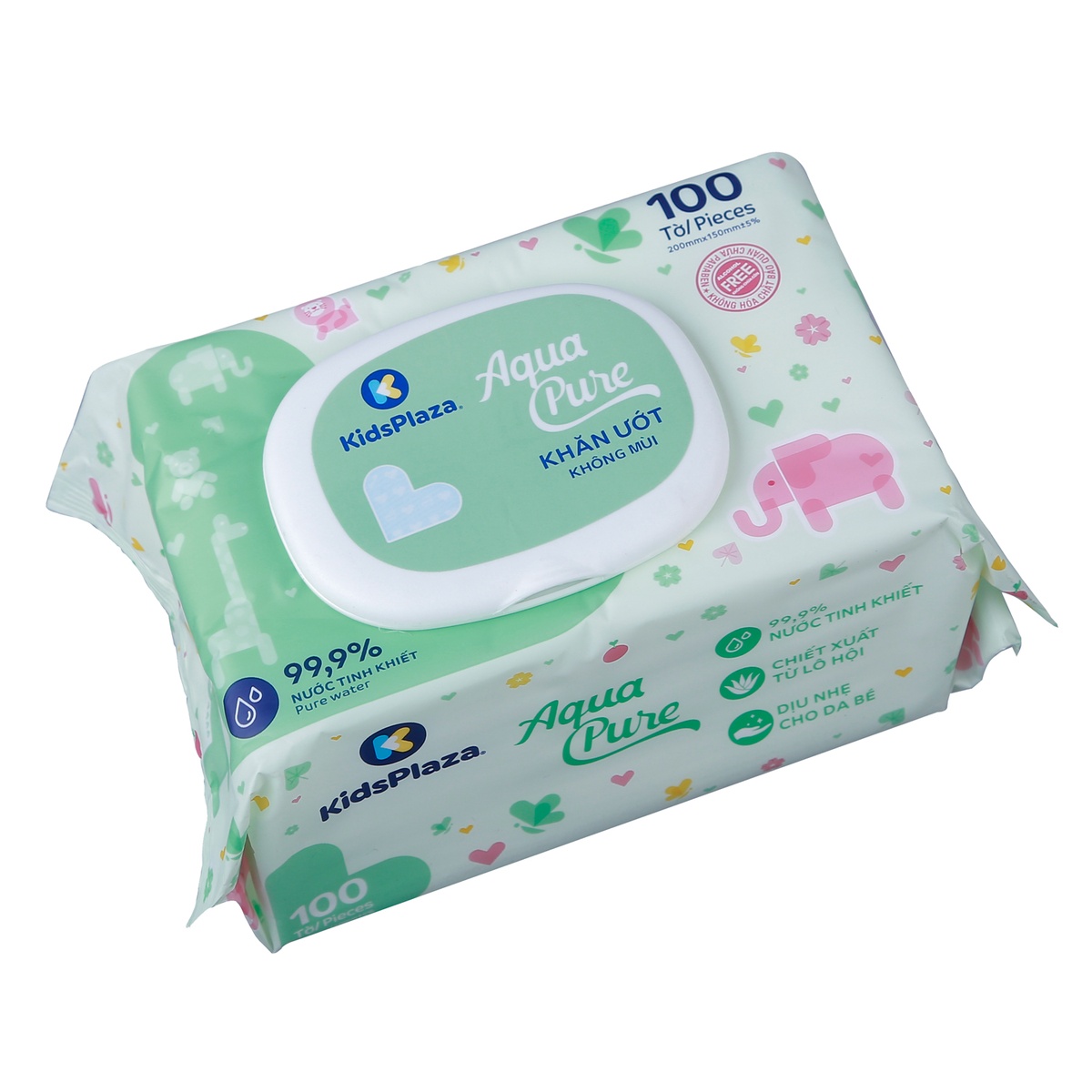 Khăn ướt tinh khiết KidsPlaza 100 tờ - mặt phải