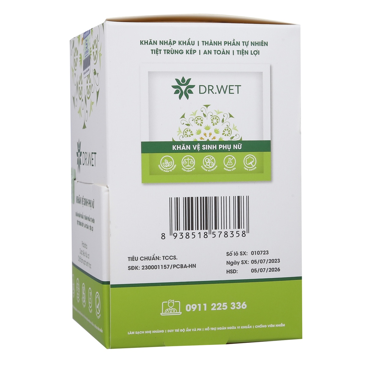 Khăn vệ sinh phụ nữ DR.Wet 25pcs - mặt phải
