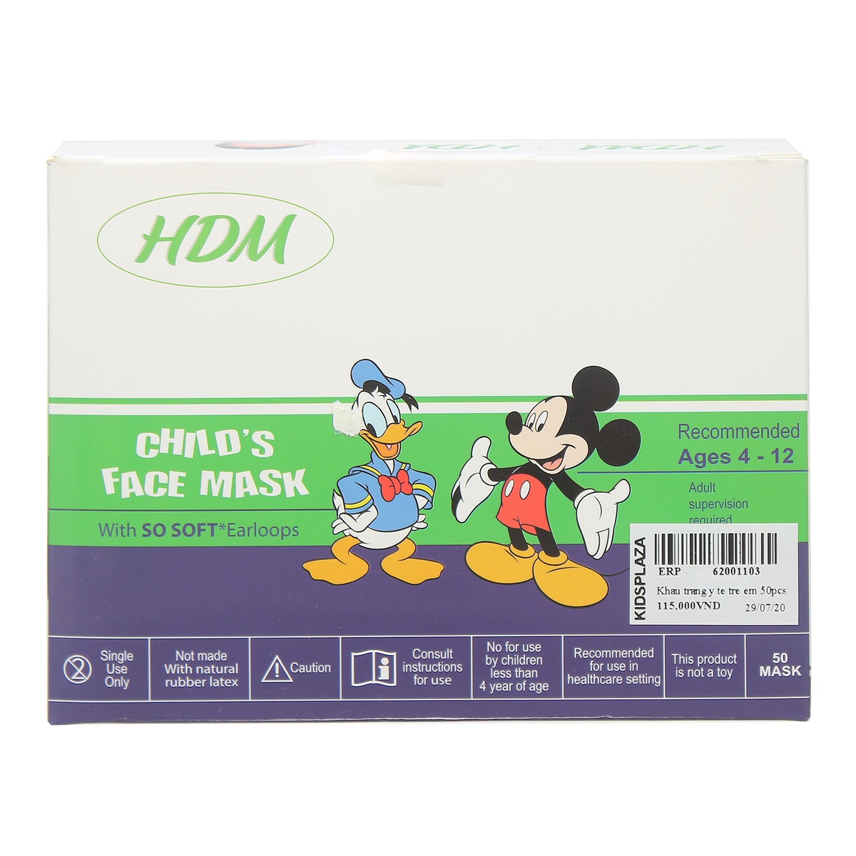 Khẩu trang y tế trẻ em 50pcs - góc nghiêng
