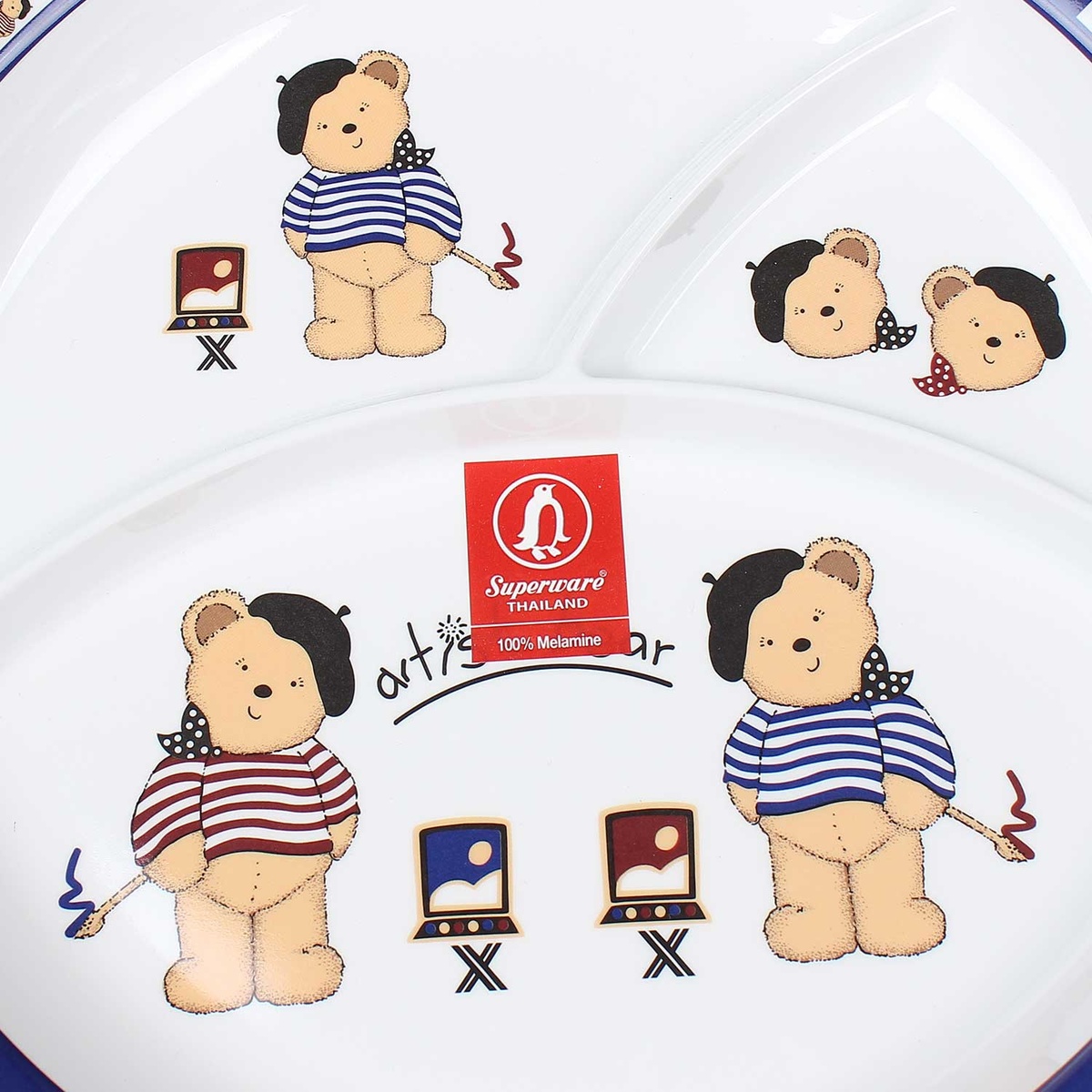 Khay ăn 3 ngăn in hình chú gấu T383-10 - mặt phải