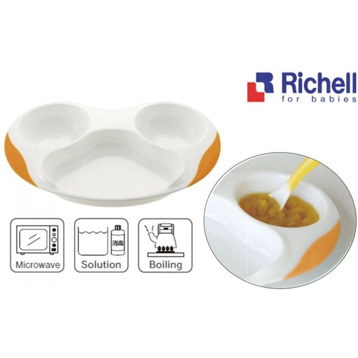 Khay ăn 3 ngăn Richell RC21051 - mặt phải