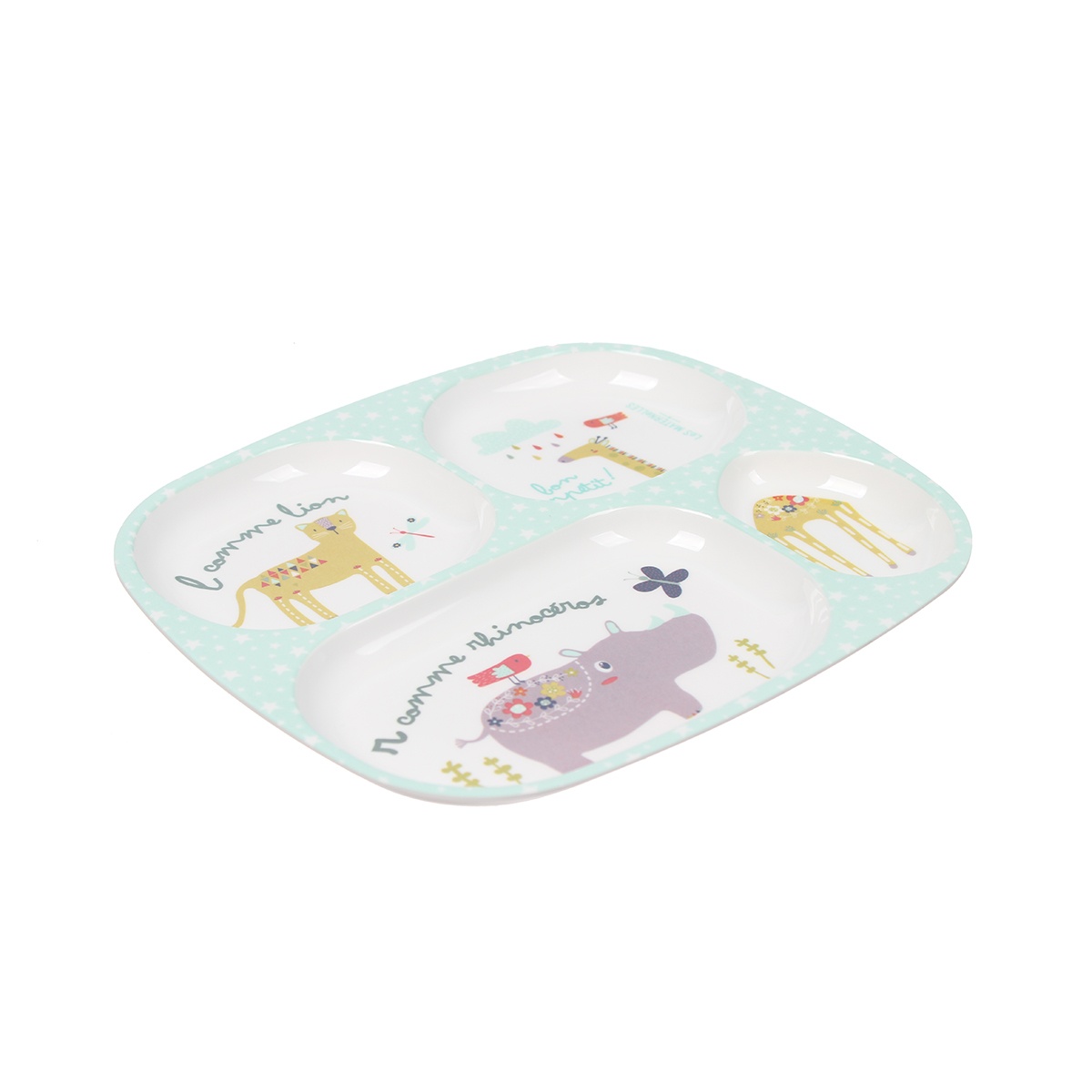 Khay ăn dặm 4 ngăn KidsPlaza U01 Forest Blue 180g - mặt trái