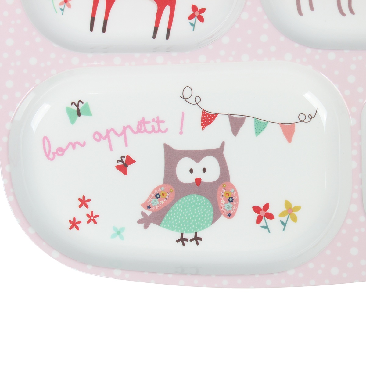 Khay ăn dặm 4 ngăn KidsPlaza U01 Forest Pink 180g - mặt trái