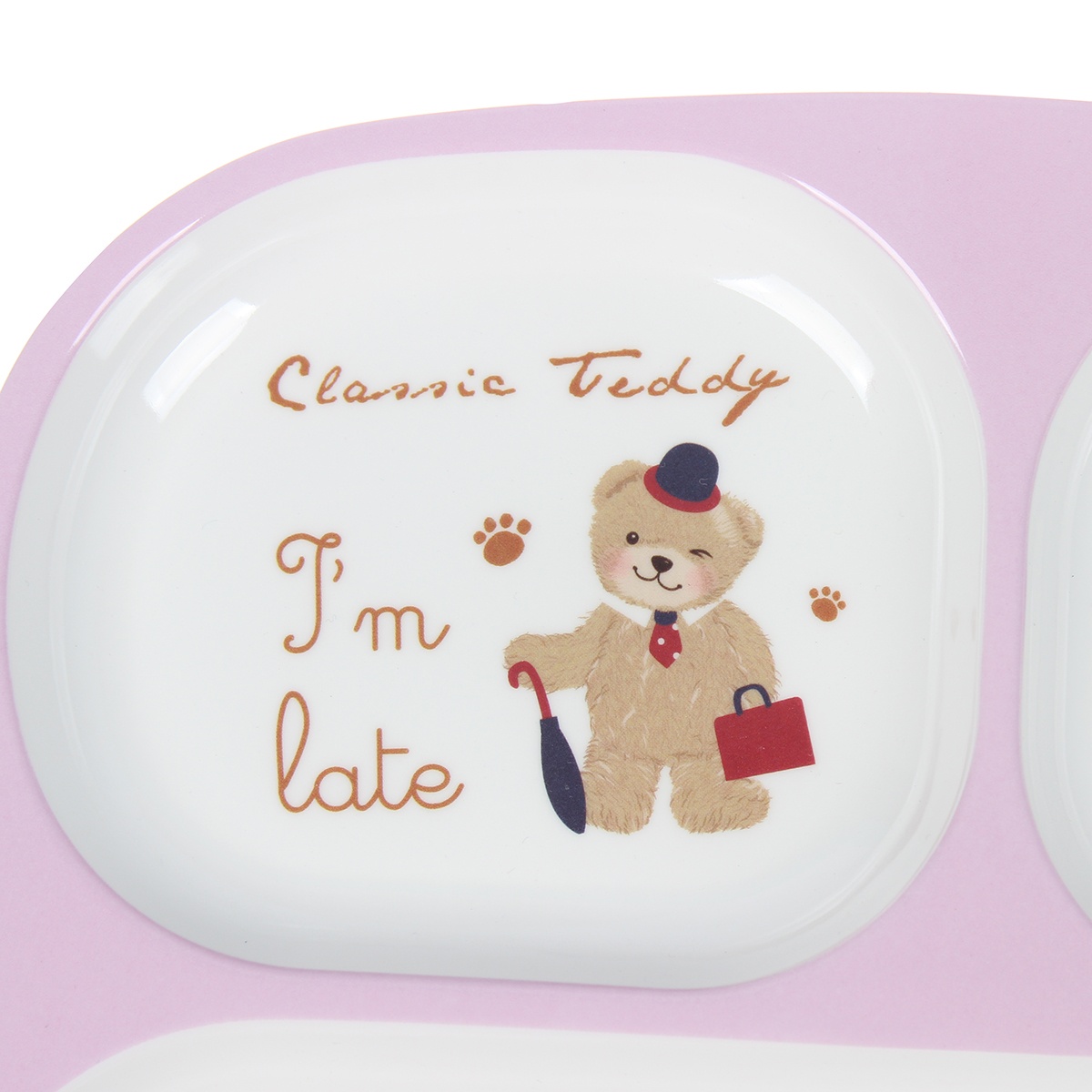 Khay ăn dặm 4 ngăn KidsPlaza U01 Teddy Pink 180g - mặt phải