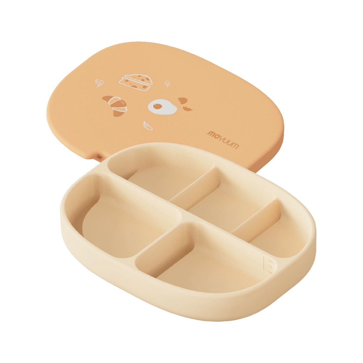 Khay ăn silicone Moyuum 5 ngăn cao cấp (Vàng) - mặt trái