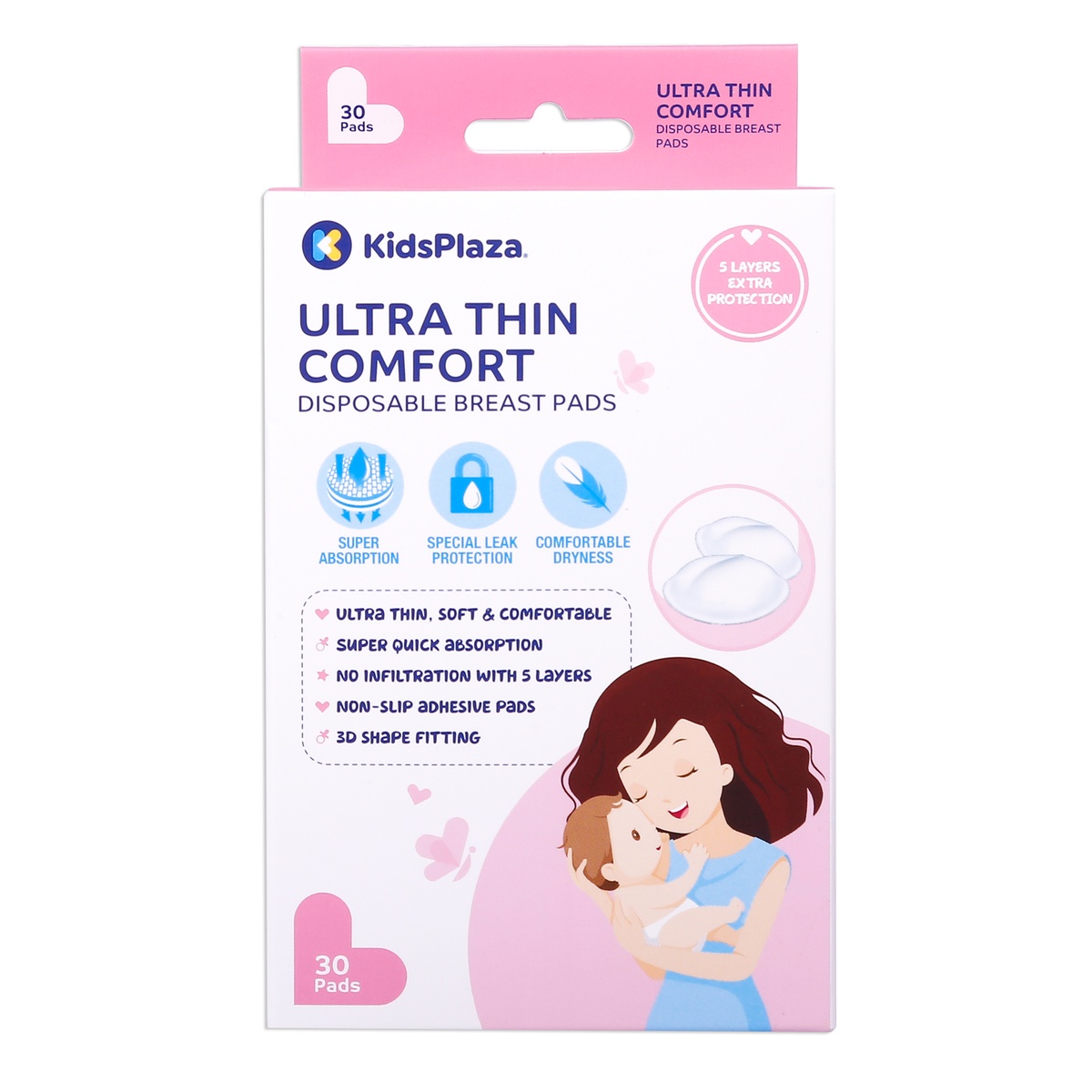Miếng lót thấm sữa KidsPlaza Ultra-Thin Comfort (30 Pcs) - mặt trái