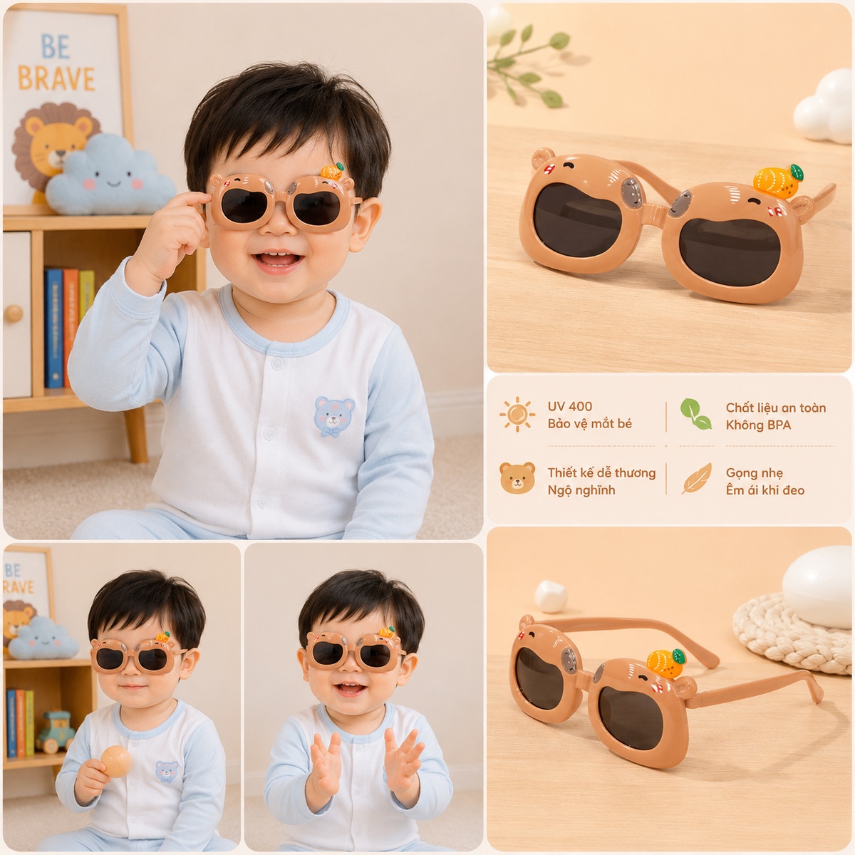 Kính thời trang gọng dẻo KidsPlaza Capbybara 5847 C1 (Nâu) - mặt phải