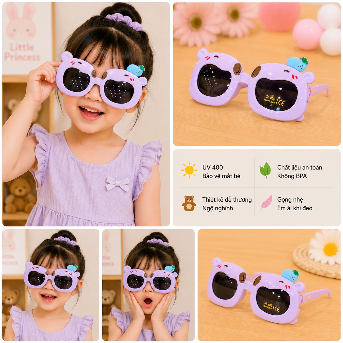 Kính thời trang gọng dẻo KidsPlaza Capbybara 5847 C7 (Tím) - mặt phải