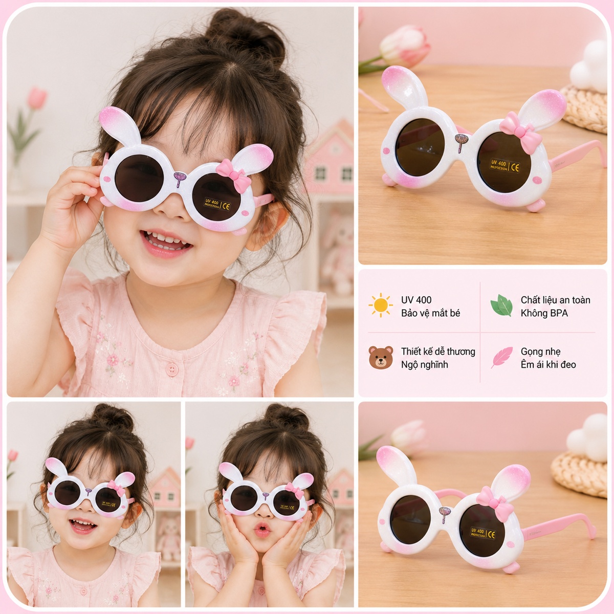 Kính thời trang gọng dẻo KidsPlaza Thỏ BT22193 C4 (Trắng) - mặt phải