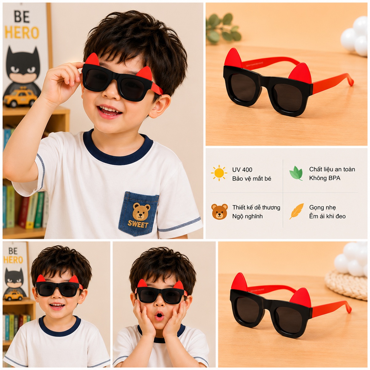 Kính thời trang gọng dẻo KidsPlaza Mèo S8105P C14 (Đỏ đen) - mặt phải