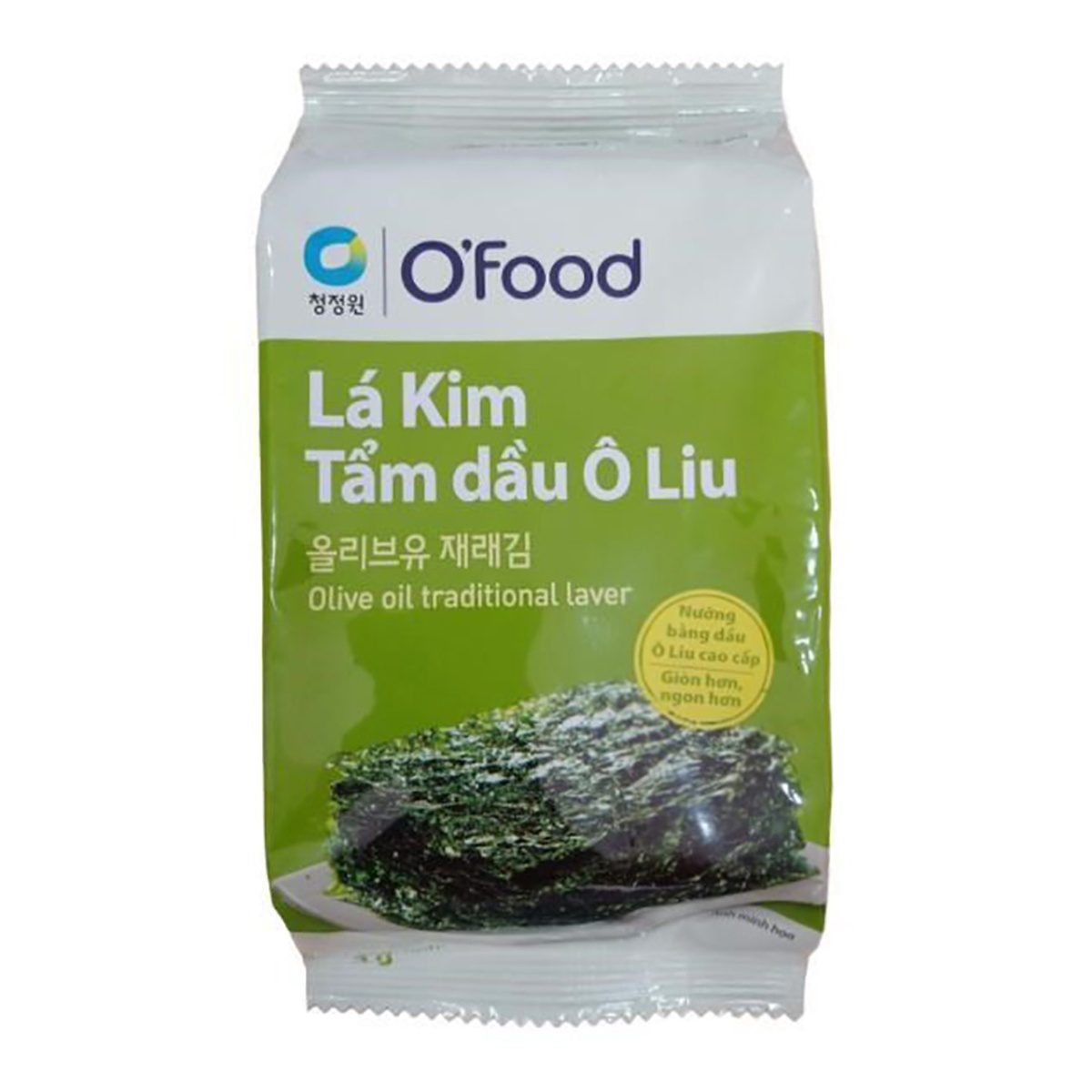 Lá kim tẩm dầu ô liu O'Food gói 5g (lốc 2) - mặt trái