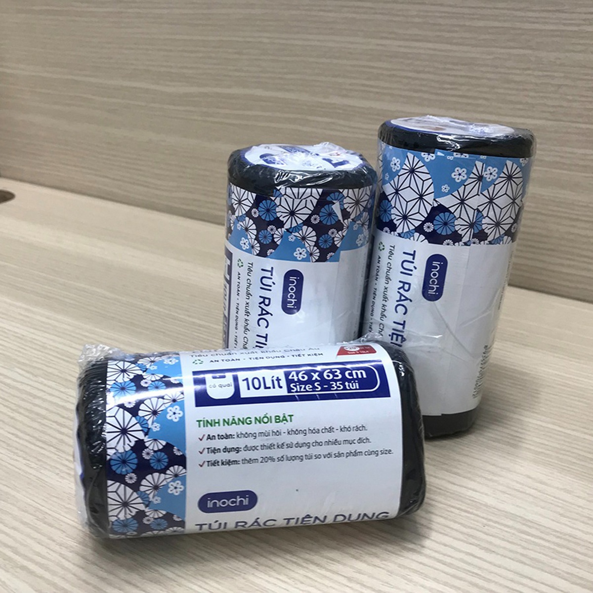 Lô túi rác tiện dụng Soji 4x10L - mặt trái