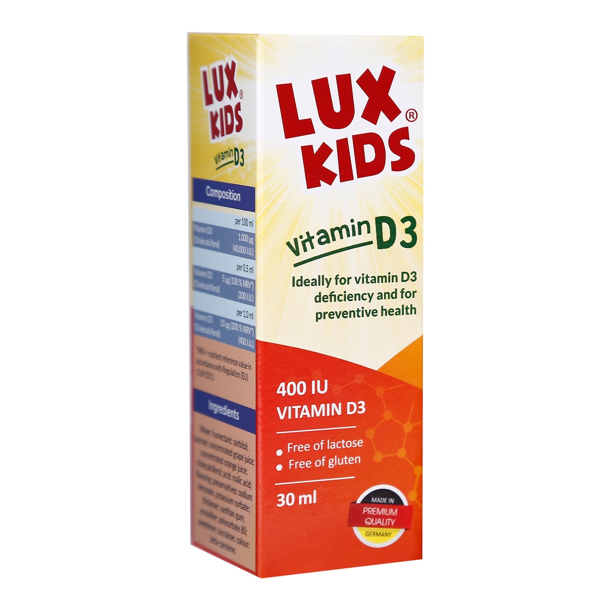 LUXKIDS - Vitamin D3 30ml - mặt trái