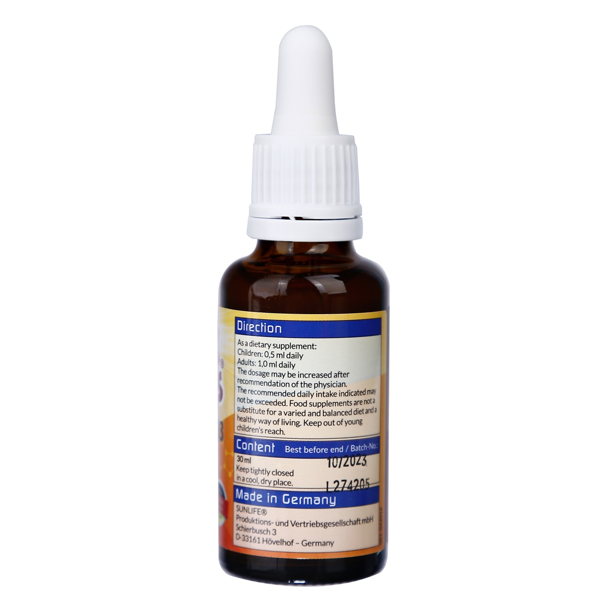 LUXKIDS - Vitamin D3 30ml - mặt sau