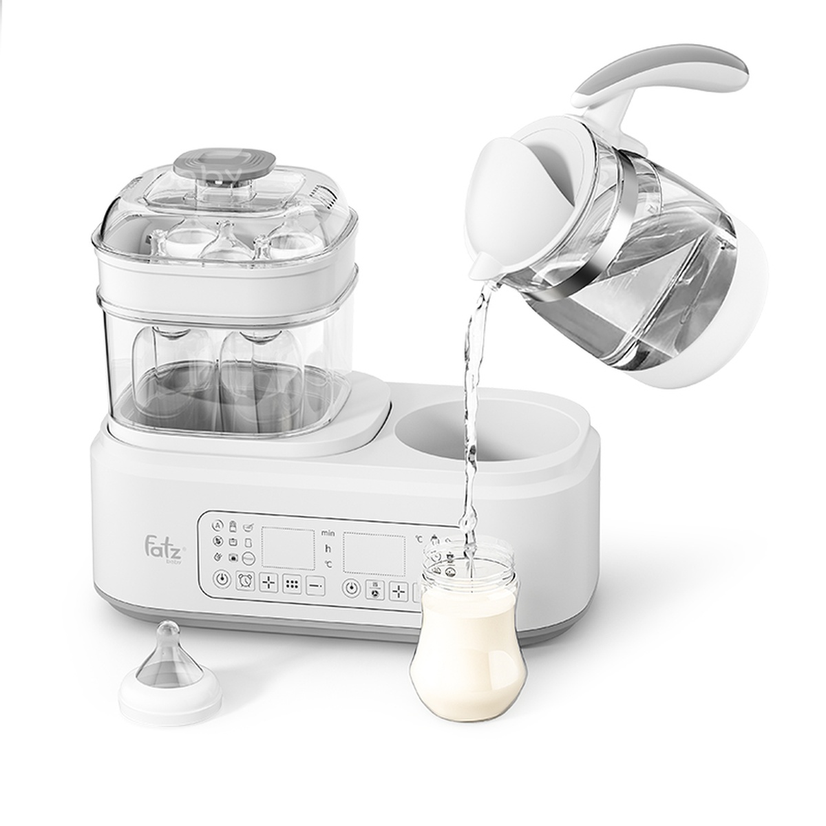 Máy đa năng điện tử tiệt trùng, hâm sữa, nấu cháo, đun nước Multimax 2 Plus FatzBaby FB9025SL - mặt trái