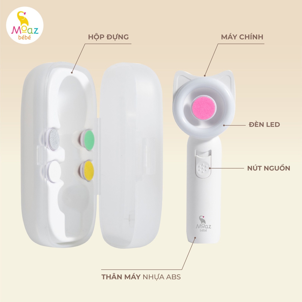 Máy dũa móng tay Moazbebe MB015 - mặt phải