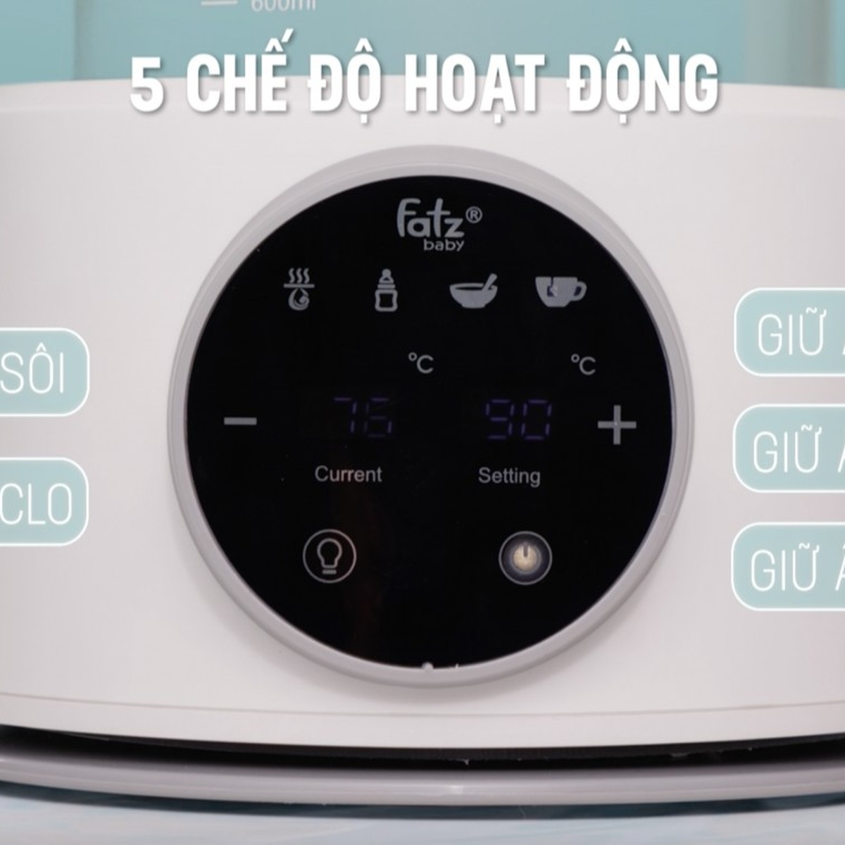 Máy đun và hâm nước pha sữa điện tử Fatzbaby 1200ml - mặt phải
