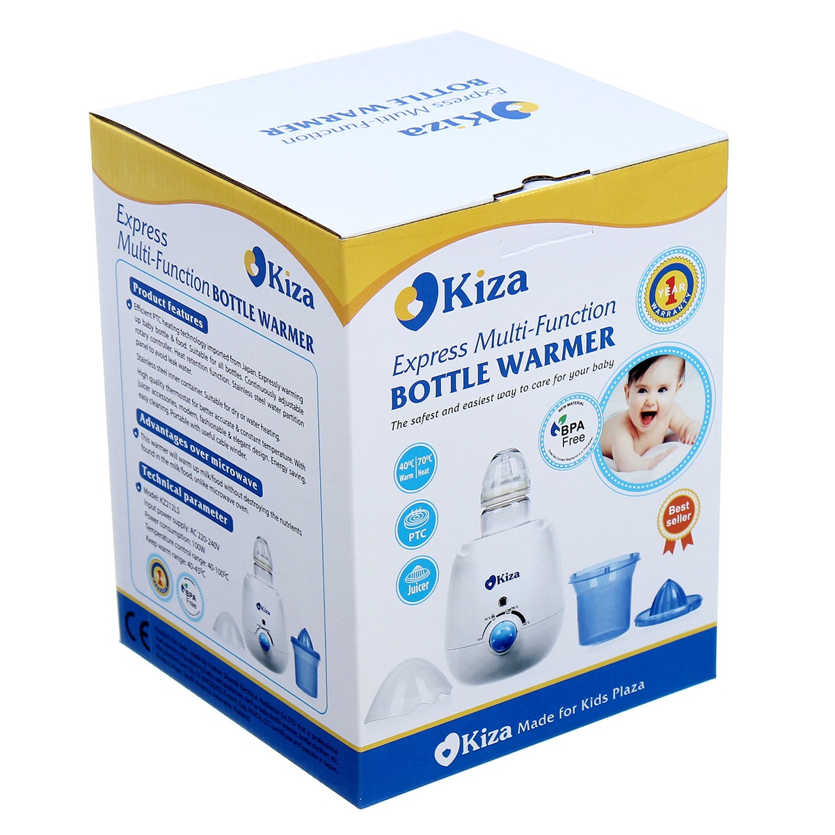 Máy hâm sữa Kiza 4 in 1 KZ212LS - mặt phải