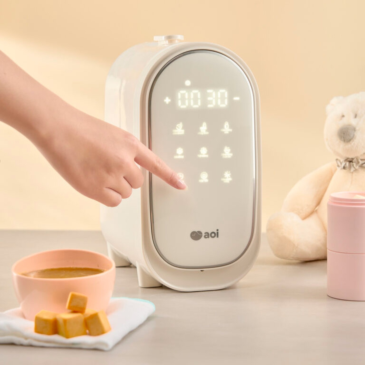 Máy hâm sữa tiệt trùng Aoi Pupa - mặt phải