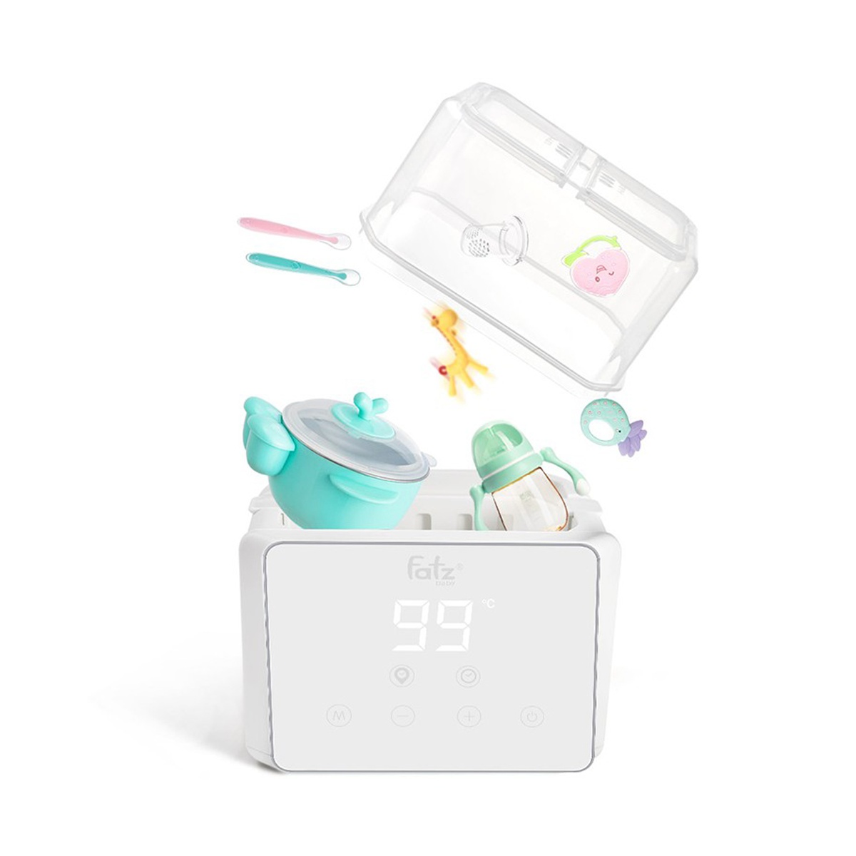 Máy hâm sữa tiệt trùng Fatzbaby dòng điện tử Duo 3 FB3093VN - góc nghiêng