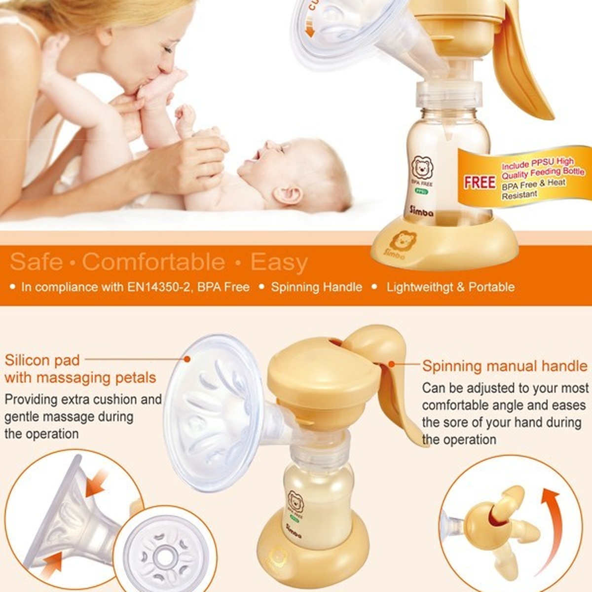 Máy hút sữa bằng tay SIMBA - S9511 - mặt phải