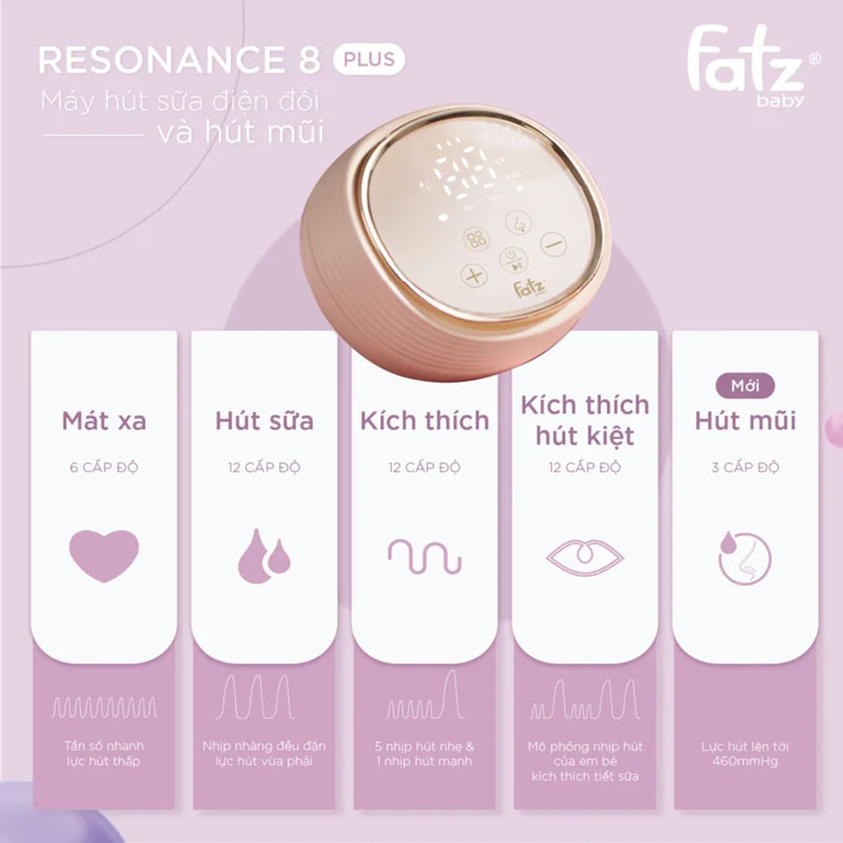 Máy hút sữa điện đôi Fatzbaby Resonance 8 Plus - mặt phải