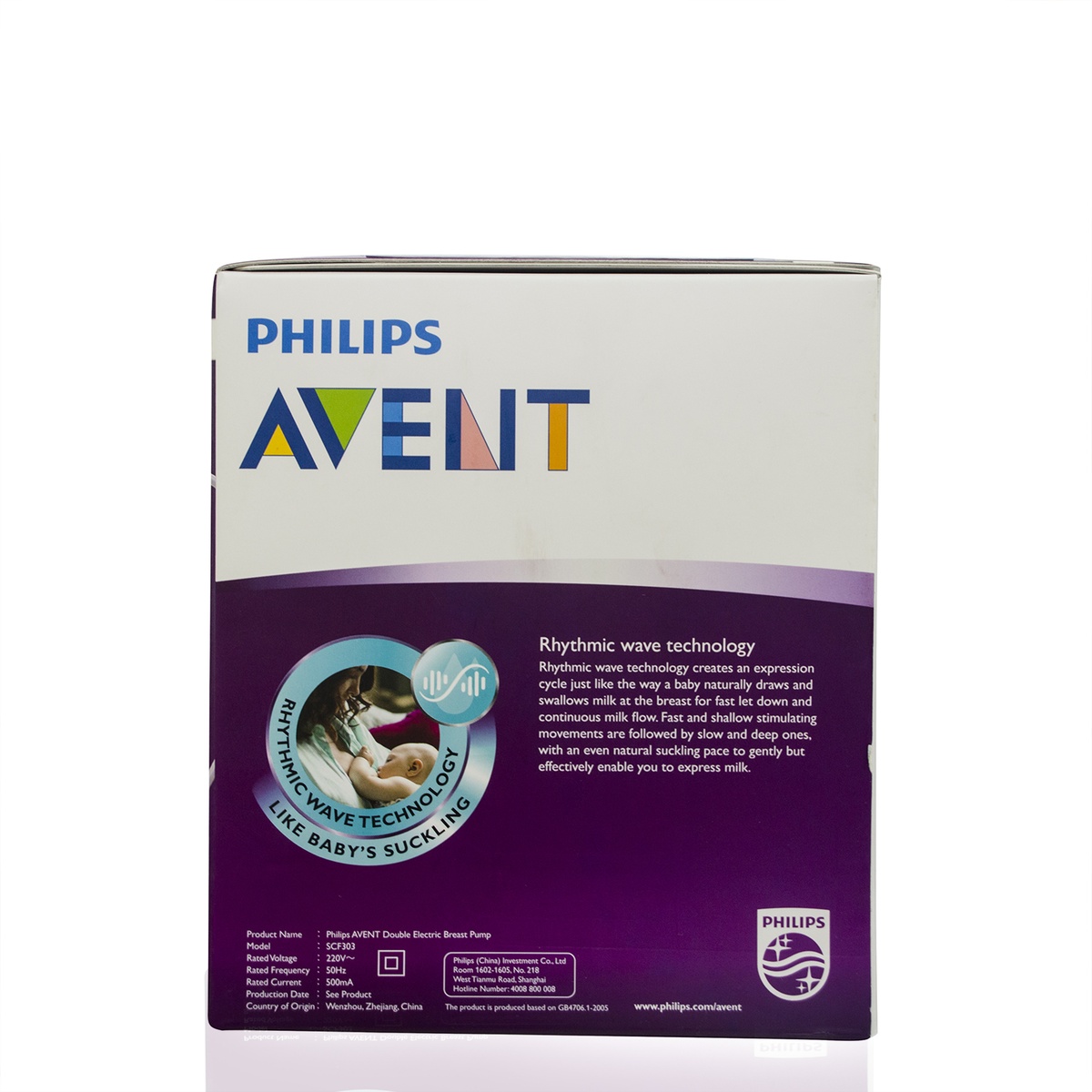 Máy hút sữa điện đôi Philip Avent SCF303/01 - mặt trái